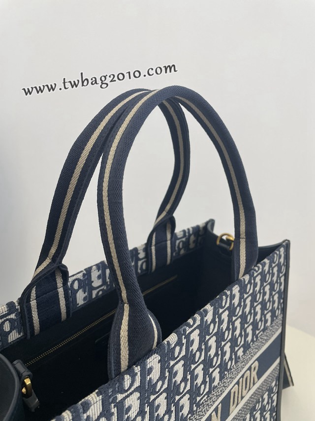 Dior专柜新款迪奥高仿原单蓝色老花中号Tote托特包购物包 djfk1685